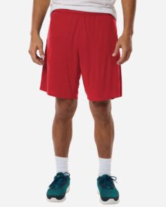 AllPro 48SH0 Men’s Pro-Lock Performance 7″ Shorts with Pockets – Red (on model)