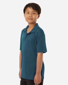 AllPro 41800Y Youth Pro-Lock Performance Polo – Atlantic Blue (on model side)