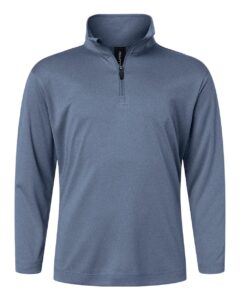 AllPro 41870Y Youth Pro-Lock Performance Quarter-Zip Pullover – Heather Navy