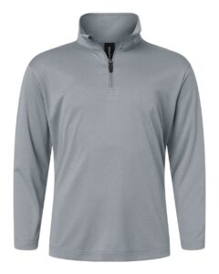 AllPro 41870Y Youth Pro-Lock Performance Quarter-Zip Pullover – Heather Steel