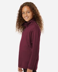 AllPro 41870Y Youth Pro-Lock Performance Quarter-Zip Pullover – Maroon (on model side)