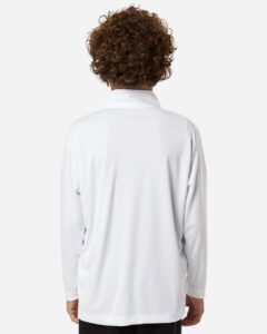 AllPro 41870Y Youth Pro-Lock Performance Quarter-Zip Pullover – White (on model back)