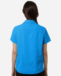 CORE365 CE520W Women’s UltraUVP Shoreline Short Sleeve Staff Shirt – Electric Blue (on model back)