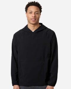 CORE365 CE520L Men’s UltraUVP Shoreline Long Sleeve Hooded Pullover – Black (on model)
