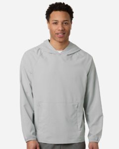 CORE365 CE520L Men’s UltraUVP Shoreline Long Sleeve Hooded Pullover – Platinum (on model)