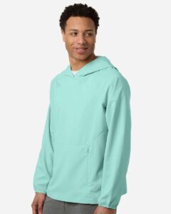 CORE365 CE520L Men’s UltraUVP Shoreline Long Sleeve Hooded Pullover – Sea Glass (on model side)