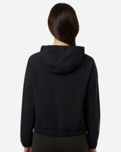 CORE365 CE520LW Women’s UltraUVP Shoreline Long Sleeve Hooded Pullover – Black (on model back)