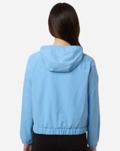 CORE365 CE520LW Women’s UltraUVP Shoreline Long Sleeve Hooded Pullover – Columbia Blue (on model back)