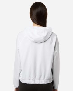 CORE365 CE520LW Women’s UltraUVP Shoreline Long Sleeve Hooded Pullover – White (on model back)