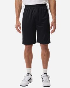 Team 365 TT115B Unisex Zone Performance Reversible Shorts – Black/ White (on model)