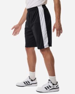 Team 365 TT115B Unisex Zone Performance Reversible Shorts – Black/ White (on model side)