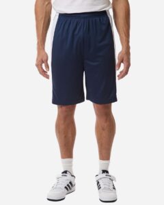 Team 365 TT115B Unisex Zone Performance Reversible Shorts – Sport Dark Navy/ White (on model)