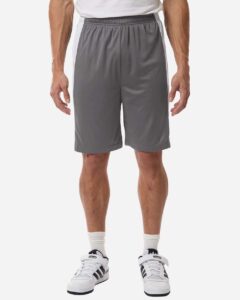 Team 365 TT115B Unisex Zone Performance Reversible Shorts – Sport Graphite/ White (on model)