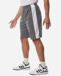 Team 365 TT115B Unisex Zone Performance Reversible Shorts – Sport Graphite/ White (on model side)