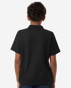 CORE365 CE106Y Youth Resolve CVC Performance Pique Polo – Black (on model back)