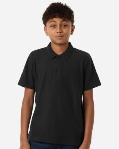 CORE365 CE106Y Youth Resolve CVC Performance Pique Polo – Black (on model)