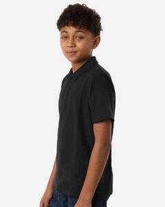 CORE365 CE106Y Youth Resolve CVC Performance Pique Polo – Black (on model side)