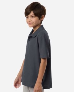 CORE365 CE106Y Youth Resolve CVC Performance Pique Polo – Carbon (on model side)