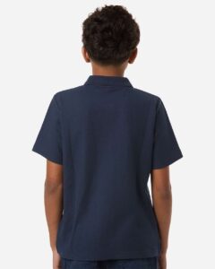 CORE365 CE106Y Youth Resolve CVC Performance Pique Polo – Classic Navy (on model back)
