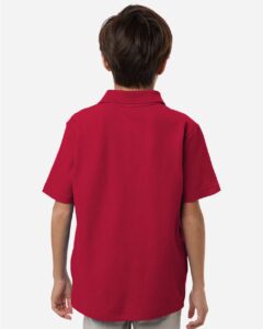 CORE365 CE106Y Youth Resolve CVC Performance Pique Polo – Classic Red (on model back)