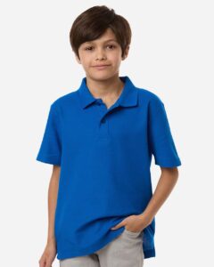 CORE365 CE106Y Youth Resolve CVC Performance Pique Polo – True Royal (on model)