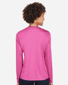 Team 365 TT11WL Women’s Zone Performance Long Sleeve T-Shirt – Sport Charity Pink (on model back)