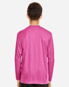 Team 365 TT11YL Youth Zone Performance Long Sleeve T-Shirt – Sport Charity Pink (on model back)