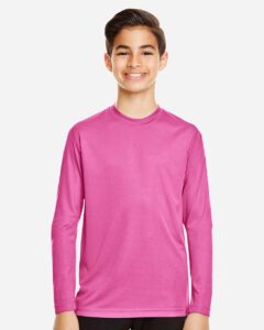 Team 365 TT11YL Youth Zone Performance Long Sleeve T-Shirt – Sport Charity Pink (on model)
