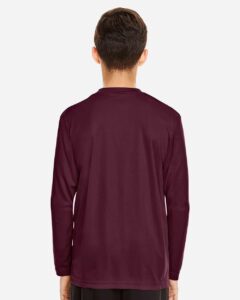 Team 365 TT11YL Youth Zone Performance Long Sleeve T-Shirt – Sport Dark Maroon (on model back)