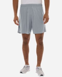 AllPro 48SH0 Men’s Pro-Lock Performance 7″ Shorts with Pockets – Heather Steel (on model)