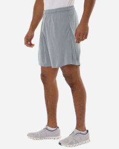 AllPro 48SH0 Men’s Pro-Lock Performance 7″ Shorts with Pockets – Heather Steel (on model side)