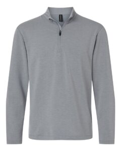 AllPro STF870 Men’s Stretch Quarter-Zip Fleece Pullover – Heather Steel