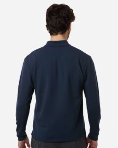 AllPro STF870 Men’s Stretch Quarter-Zip Fleece Pullover – Navy (on model back)