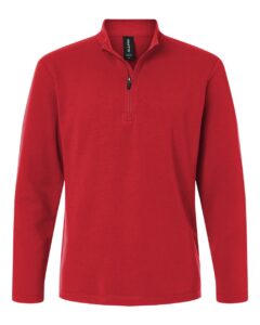 AllPro STF870 Men’s Stretch Quarter-Zip Fleece Pullover – Red