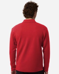 AllPro STF870 Men’s Stretch Quarter-Zip Fleece Pullover – Red (on model back)