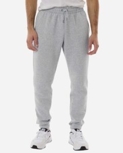 Under Armour 1373882 Men’s Icon Fleece Joggers – Mod Grey Light Heather/ White (on model)