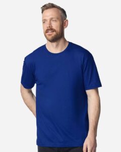 Gildan 64000 Unisex Softstyle® T-Shirt – Fan Deep Royal (on model)