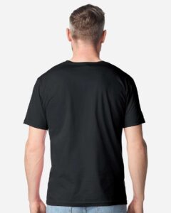 Gildan 64PLSMA Unisex Softstyle® Plasma Print T-Shirt – Black (on model back)
