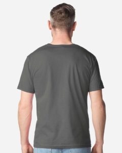 Gildan 64PLSMA Unisex Softstyle® Plasma Print T-Shirt – Charcoal (on model back)
