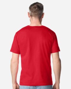 Gildan 64PLSMA Unisex Softstyle® Plasma Print T-Shirt – Red (on model back)