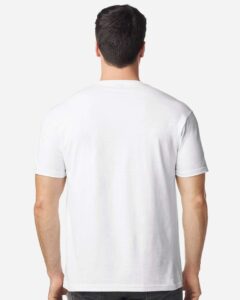 Gildan 64PLSMA Unisex Softstyle® Plasma Print T-Shirt – White (on model back)