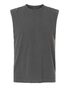 American Apparel 207GD Unisex Heavyweight Cotton Garment-Dyed Boxy Muscle Tee – Faded Black