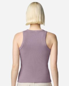 American Apparel BR2101 Women’s Baby Rib Fitted Tank – Smokey Violet (on model back)