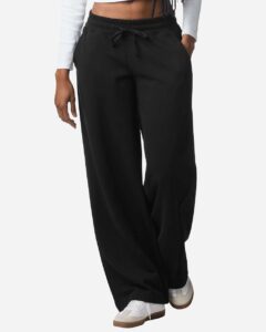 American Apparel FTP00 Women’s French Terry Wide Leg Pants – Black (on model)