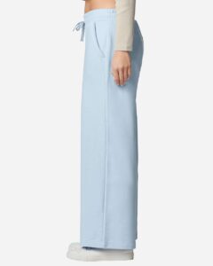 American Apparel FTP00 Women’s French Terry Wide Leg Pants – Powder Blue (on model side)