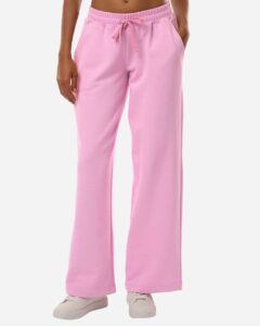 American Apparel FTP00 Women’s French Terry Wide Leg Pants – Powder Pink (on model)