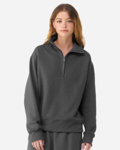 BELLA + CANVAS 4740 Unisex 10 oz Quarter-Zip Pullover Sweatshirt – Asphalt (on model)