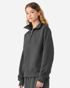 BELLA + CANVAS 4740 Unisex 10 oz Quarter-Zip Pullover Sweatshirt – Asphalt (on model side)