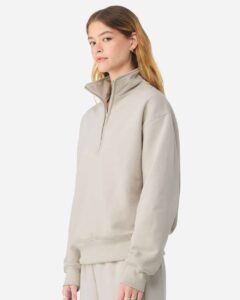 BELLA + CANVAS 4740 Unisex 10 oz Quarter-Zip Pullover Sweatshirt – Dust (on model side)