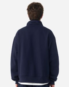 BELLA + CANVAS 4740 Unisex 10 oz Quarter-Zip Pullover Sweatshirt – Navy (on model back)